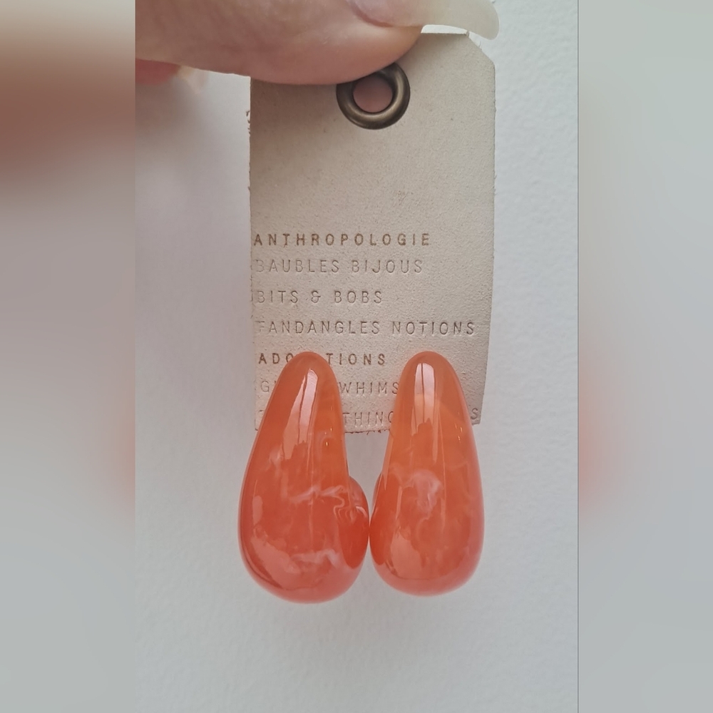 ANTHROPOLOGIE Chunky Orange Lucite Earrings Baubles Bijous Bits & Bobs